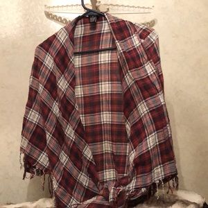 Half sleeve cardigan plaid